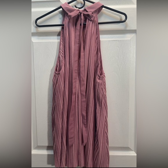 entro Tops - entro Mauve Strapless Pleated Halter Top with Tie